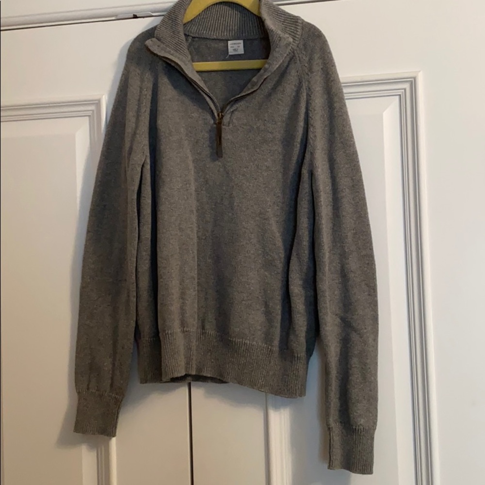 Boys, J. Crew, zipneck pullover sweater, grey, EUC